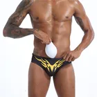 Мужские плавки пуш-ап, с заниженной талией, сексуальные плавки с принтом и мягкой чашкой, купальный костюм, быстросохнущая пляжная одежда, размера плюс