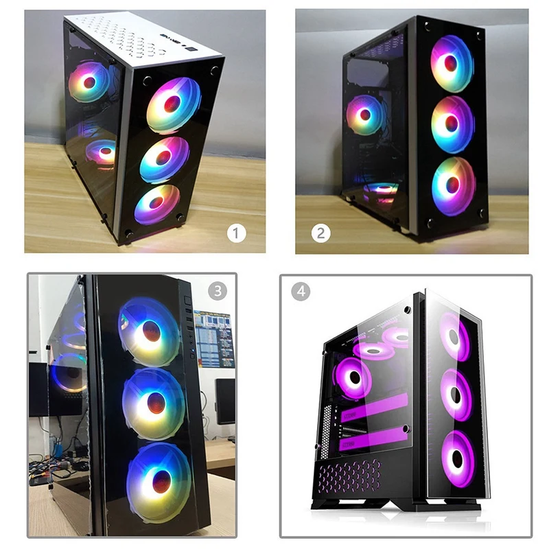 

COOLMOON Computer Case Cooling Fan, 12Cm RGB Adjustable Mute+Infrared Remote Control Computer Radiator RGB CPU (5Pcs)