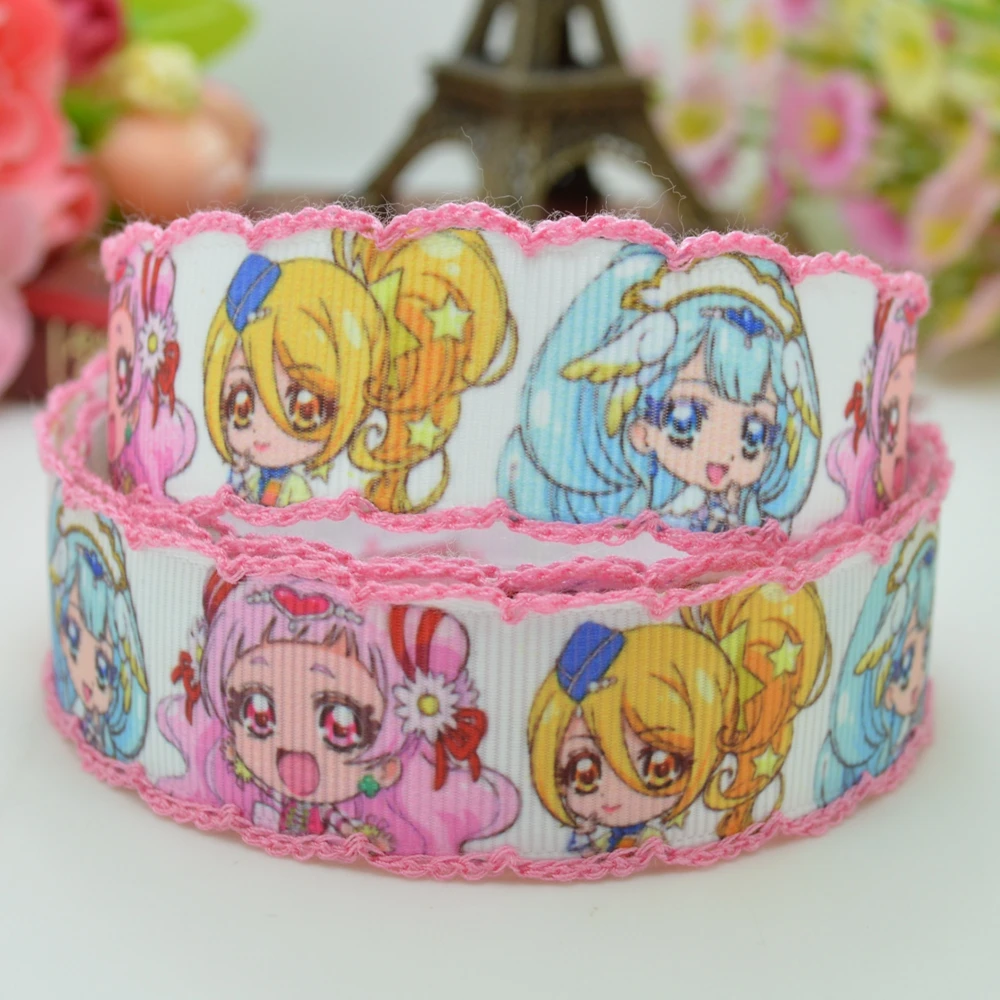 7/8 &quot22 мм precure zerochan Pretty Cure вязаная кромка с принтом корсажная лента бант для волос