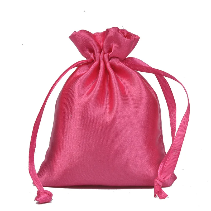 50 Silk Stain Drawstring Bag with Ribbon for Jewelry Hair Travel Watch Shoes Diamond Bead Ring Makeup Gift Packaging Pouch