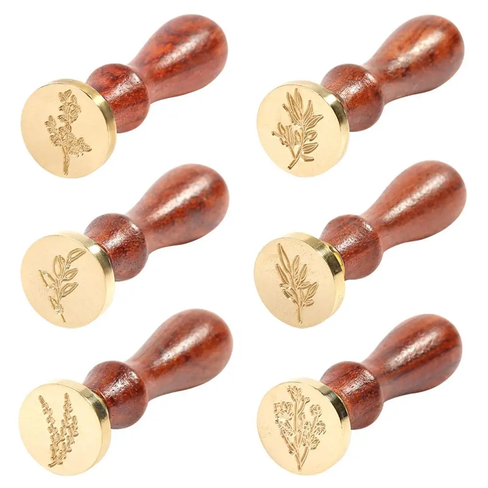 Retro European Flower Fire Paint Seal Wax Stamp Head Wooden Handle Set For Wedding Invitation Signature Kids Toy | Дом и сад