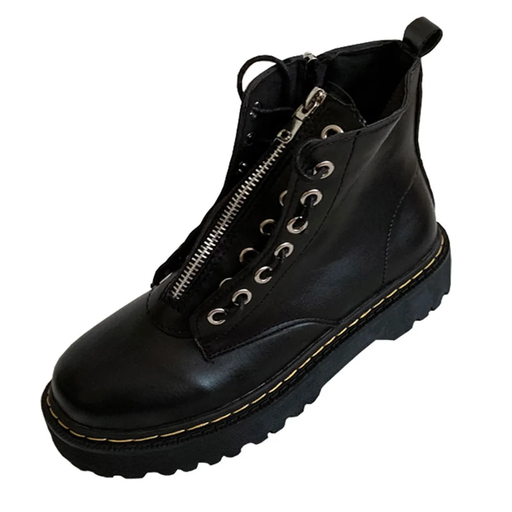 Женские ботинки мартинсы на молнии толстом каблуке|Женские полусапожки| |