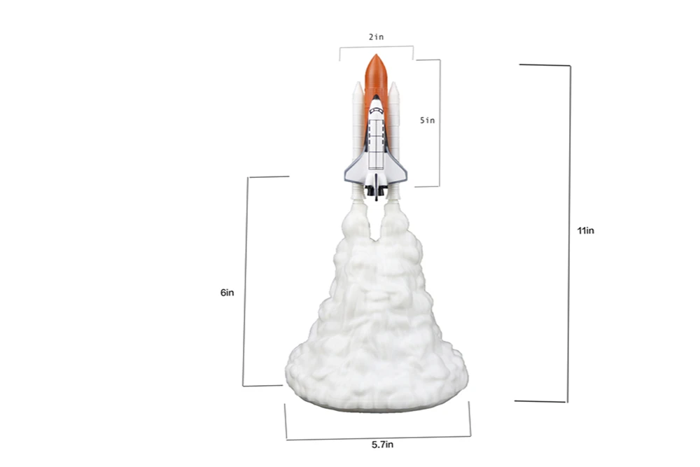 New Dropshipping Space Shuttle USB Touch Lamp and Moon lamps In Night Light By 3D Print for Space Lovers Rocket Lamps
