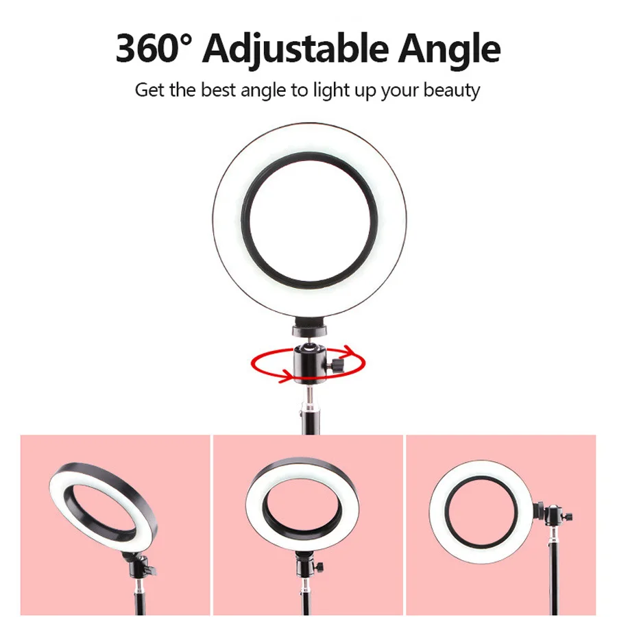 Najtaniej LED 16 26cm Lampa Pierścieniowa Aparat Ringlight Statyw Stojak Z Uchwytem Na Telefon Do YouTube Tiktok Fotografia Wideo Photo Studio Zestaw Lampowy