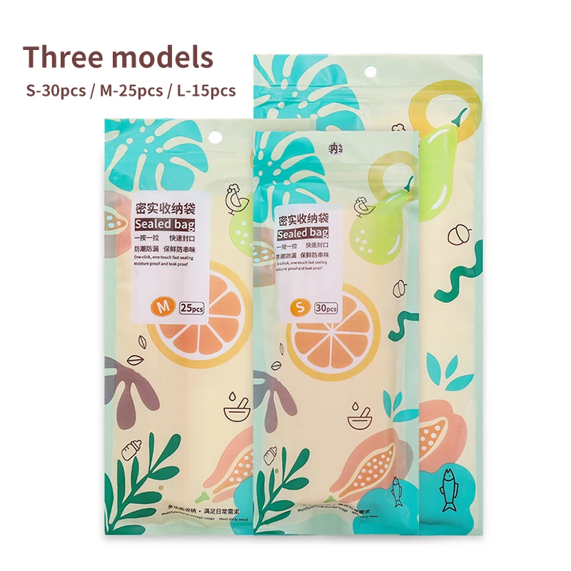 

PE Food Sealed Bag Reusable Transparent Standable Food Storage Bag Cold Freezing Microwave Thawable Fresh Bags Kitchen Accessory