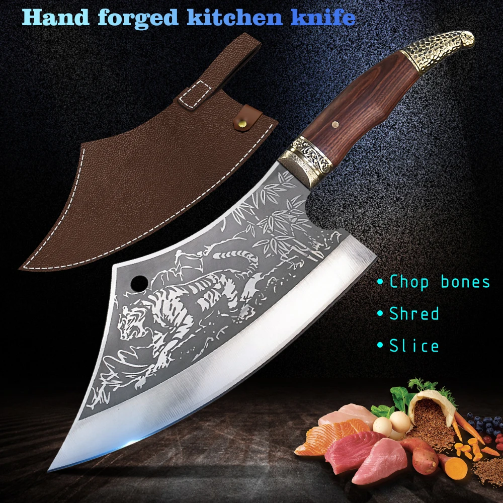 Forging Boning Knife Professional Kitchen Chef Handmade Steel Kitchen Butcher Knives Slicing Chopping Utility Cleaver Cooking