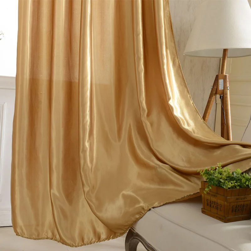 

New Modern Gold Curtains Solid-colored Windows High Shade Cloth Curtain Living Room Bedroom Balcony Translucent Panel Curtain