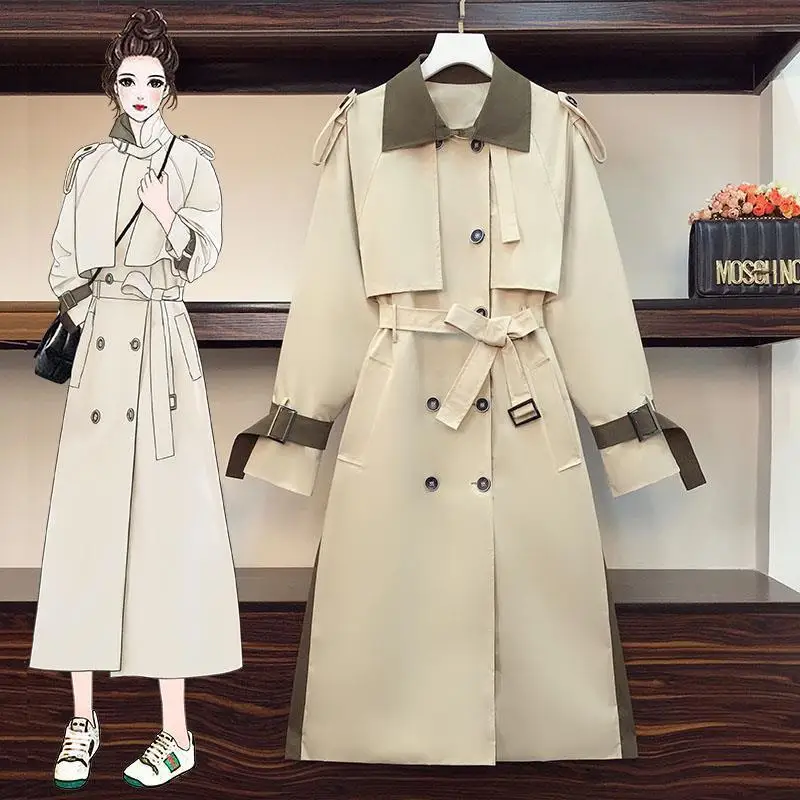 

Large Size Women's Autumn 2022 New Net Red Fashion Foreign Air Thin British Wind Splicing Wind Clothing [15