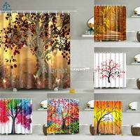 fashion 3d plant scenic forest shower curtains color bathroom curtain waterproof polyester bath curtain with hooks dropshipping
