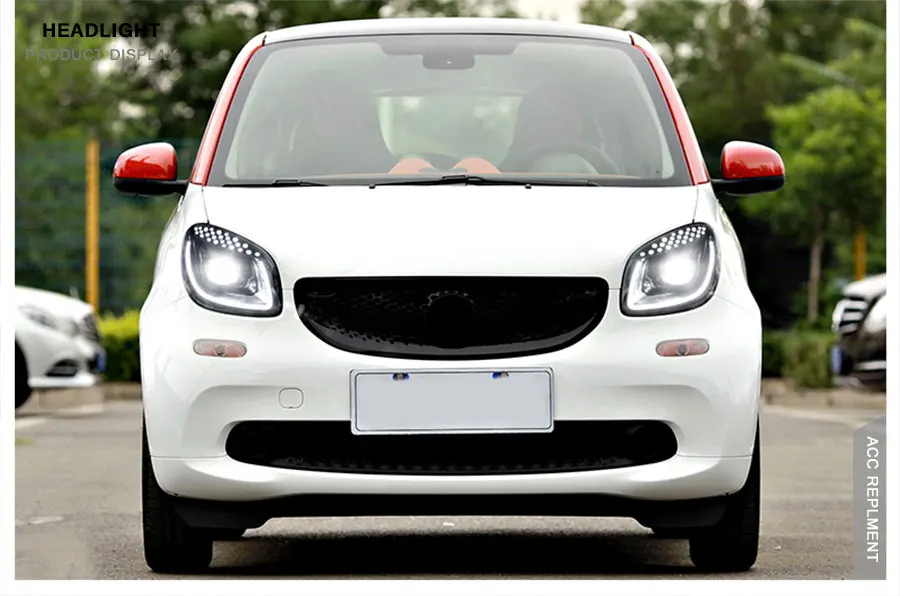 2 шт. светодиодный фары для Benz Smart- светодиодный Автомобильные фары ангельские глазки комплект ксеноновых фар, Высокопрочная конструкция протовотуманная подсветка Габаритные огни