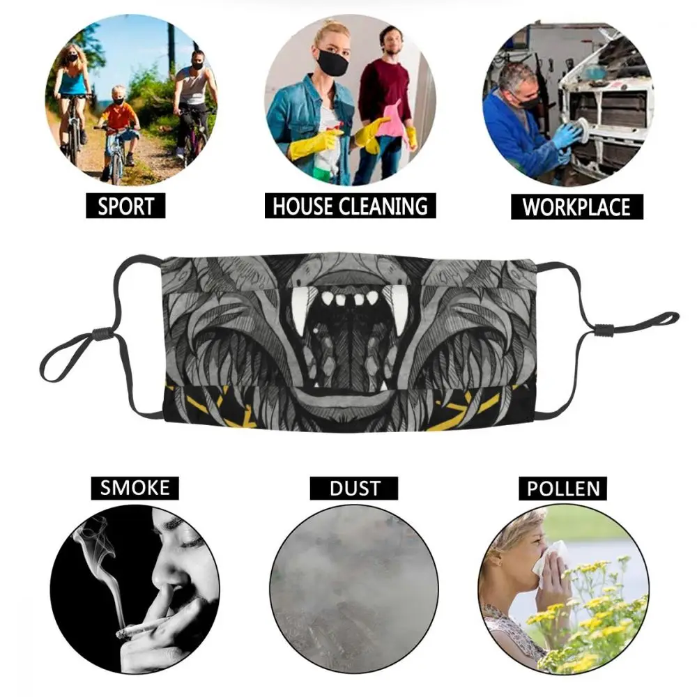 

Halloween Wolf Reusable Unisex Adult Mouth Face Mask Scary Wolf Dustproof Protection Cover Respirator Mouth-muffle