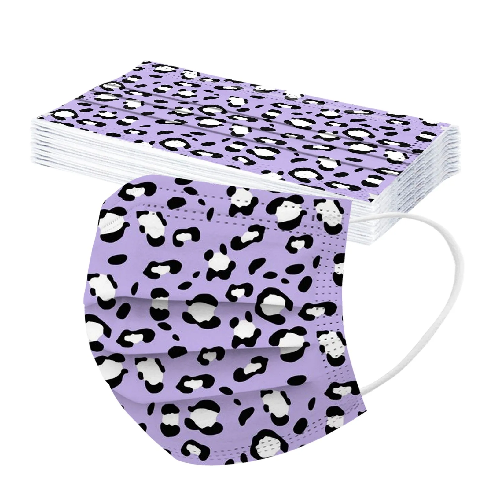 

50PC Disposable Mask Adults Leopard Print Mascarillas Three Layer Dustproof Non-woven Fabric Face Mask Protective Mouth Mask