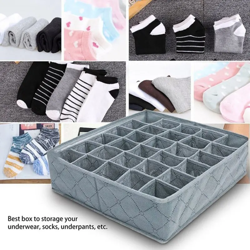 

30 Grids Underwear Socks Storage Drawer Closet Bamboo Charcoal Organizer Box lpfk Drawer Organizers Clothing Wardrobe Storage