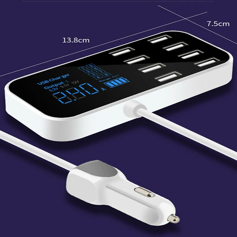 8 Порты зарядных порта USB для автомобиля Зарядное устройство концентратор QC 3 0