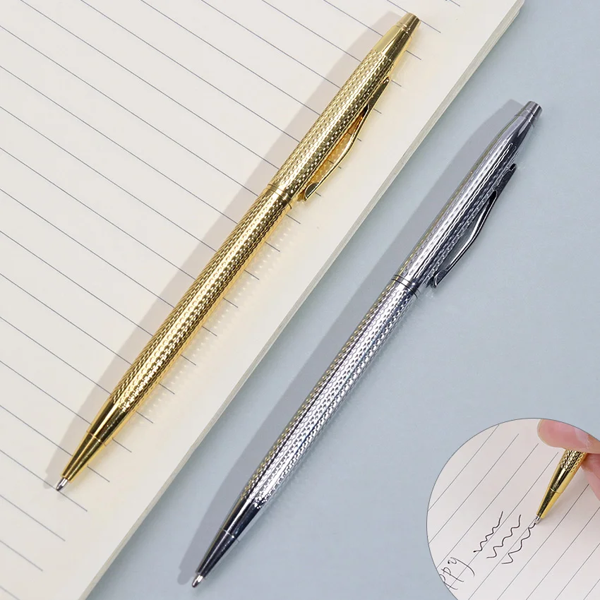 

Роскошная Качественная ручка для офиса и школы, новые золотистые и Серебристые ручки, вращающаяся шариковая ручка