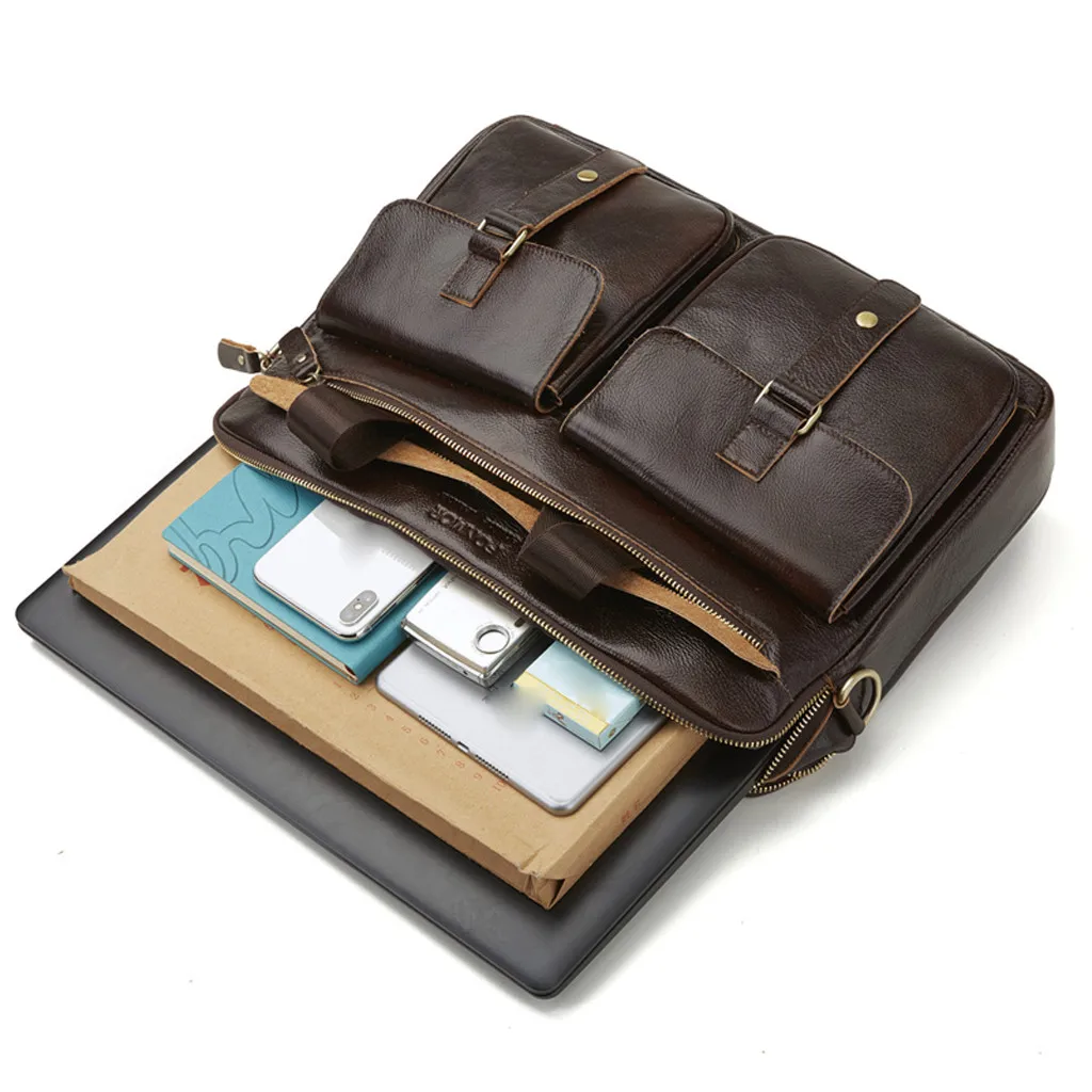 Мужские сумки-мессенджеры 2019 винтажная многослойная кожаная сумка на молнии