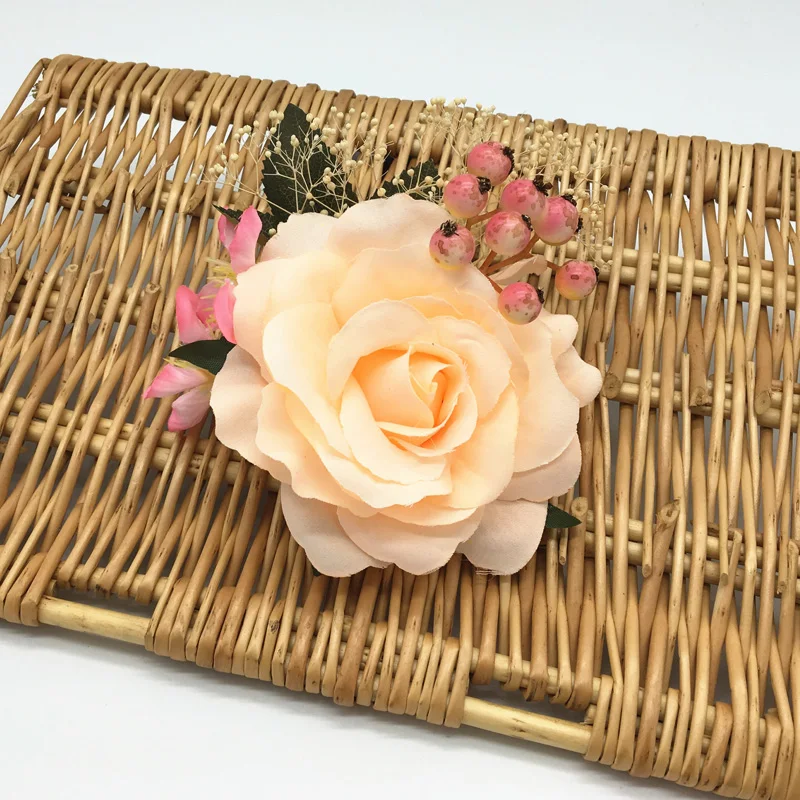 

Rose Flower Hair Clip Hairpins ornaments Bridal Wedding dress Brooch Barrette Wedding Decoration Hair Accessories Women Hairwear