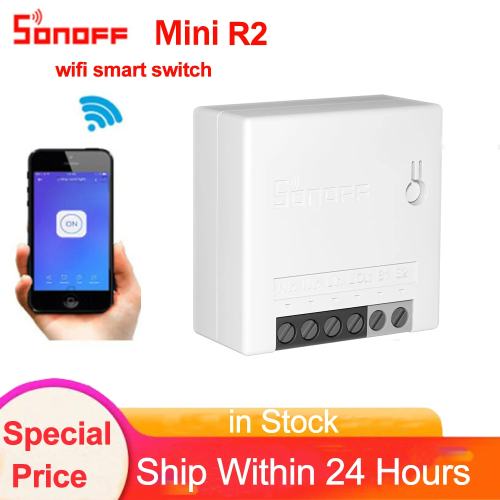 

Sonoff Mini R2 DIY Wifi Switch Two Way Smart Switch Small Body Timer Light Switch Remote Control Module Work With Alexa Google