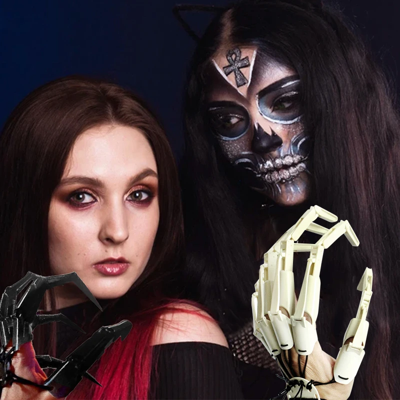 

Перчатки с шарнирными пальцами для Хэллоуина, длинные перчатки с 3D принтом для Хэллоуина с гибкими шарнирами, реквизит для косплея