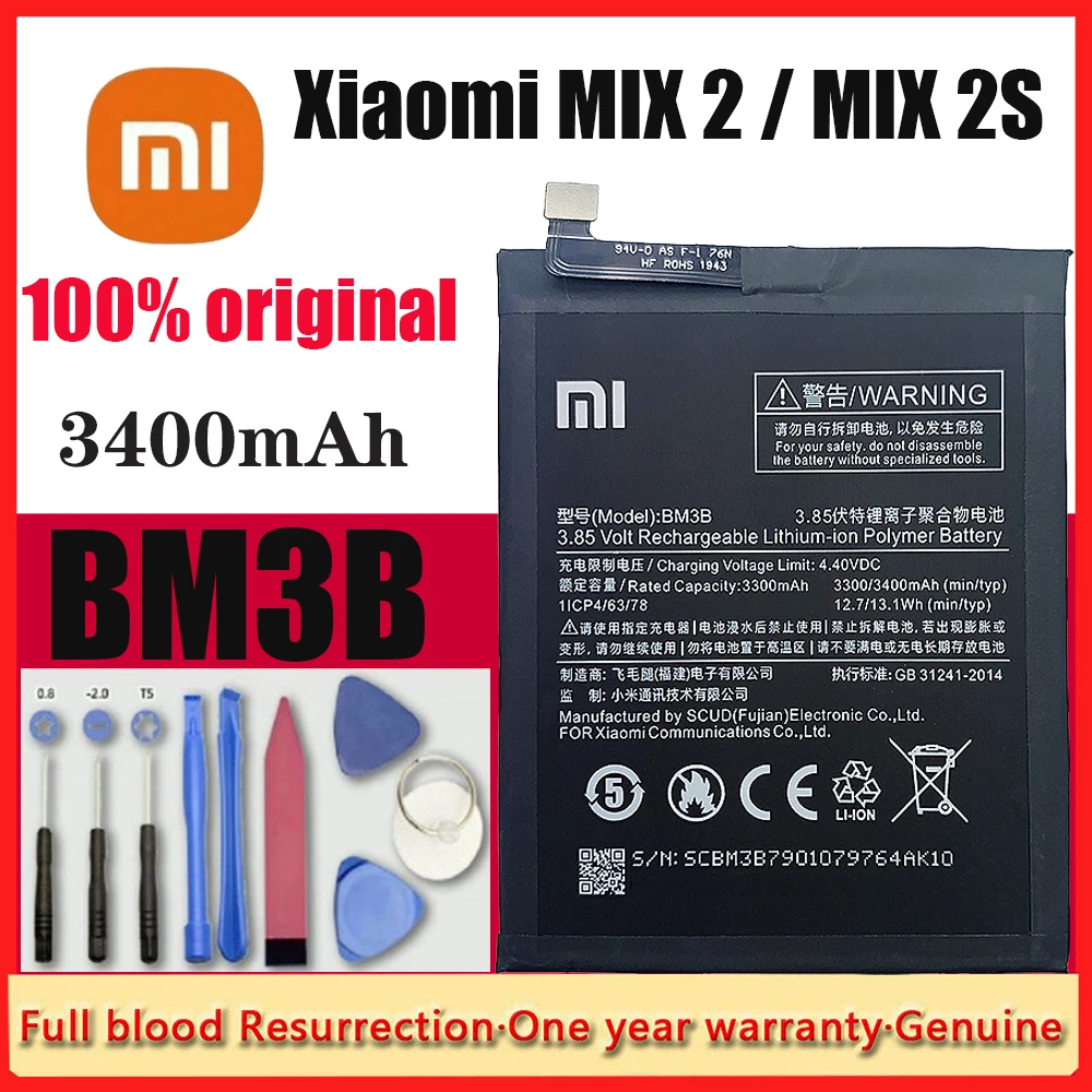 

Original Xiao Mi Original Replacement Battery BM3B for Xiaomi MIX 2 2S MIX2 S 3300mAh High Capacity Phone Batteries Free Tools