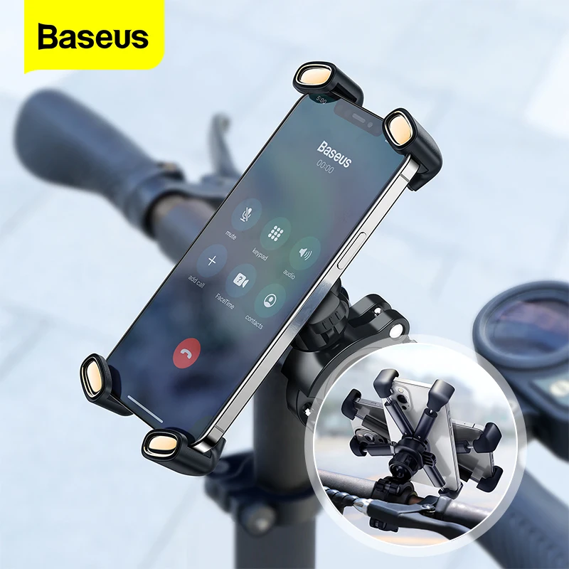 

Baseus Bicycle Phone Holder Stand 360° Rotation Support 4.7-6.7 inch Phones Motorcycle Phone Holder For iPhone 12 Xiaomi Samsung