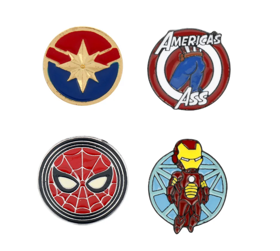 Эмалированная брошь Marvel Мстители Железный человек Человек-паук Капитан Америка