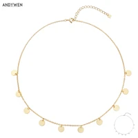 andywen 925 sterling silver gold several coins pendant charm choker necklace chain women european luxury fashion fine jewelry