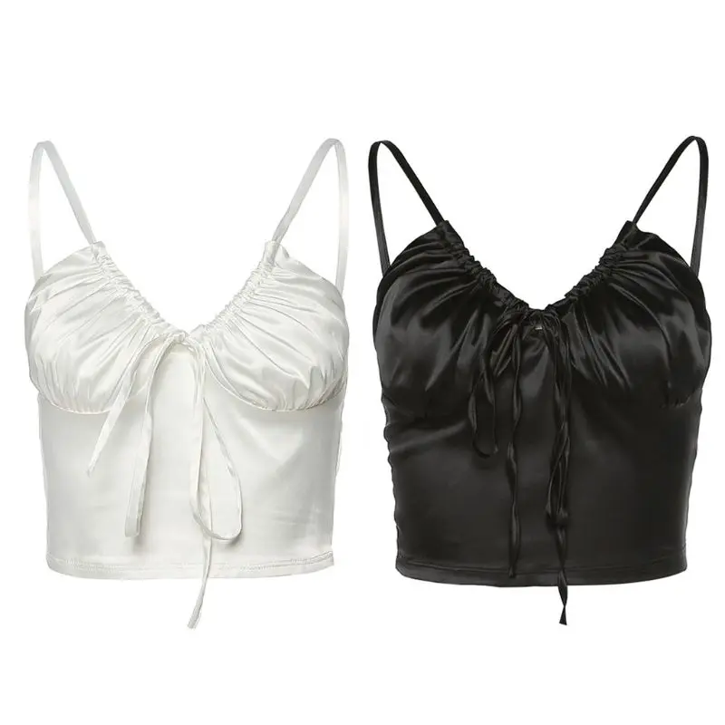 

Женские сексуальные однотонные бретельки без рукавов с V-образным вырезом и рюшами