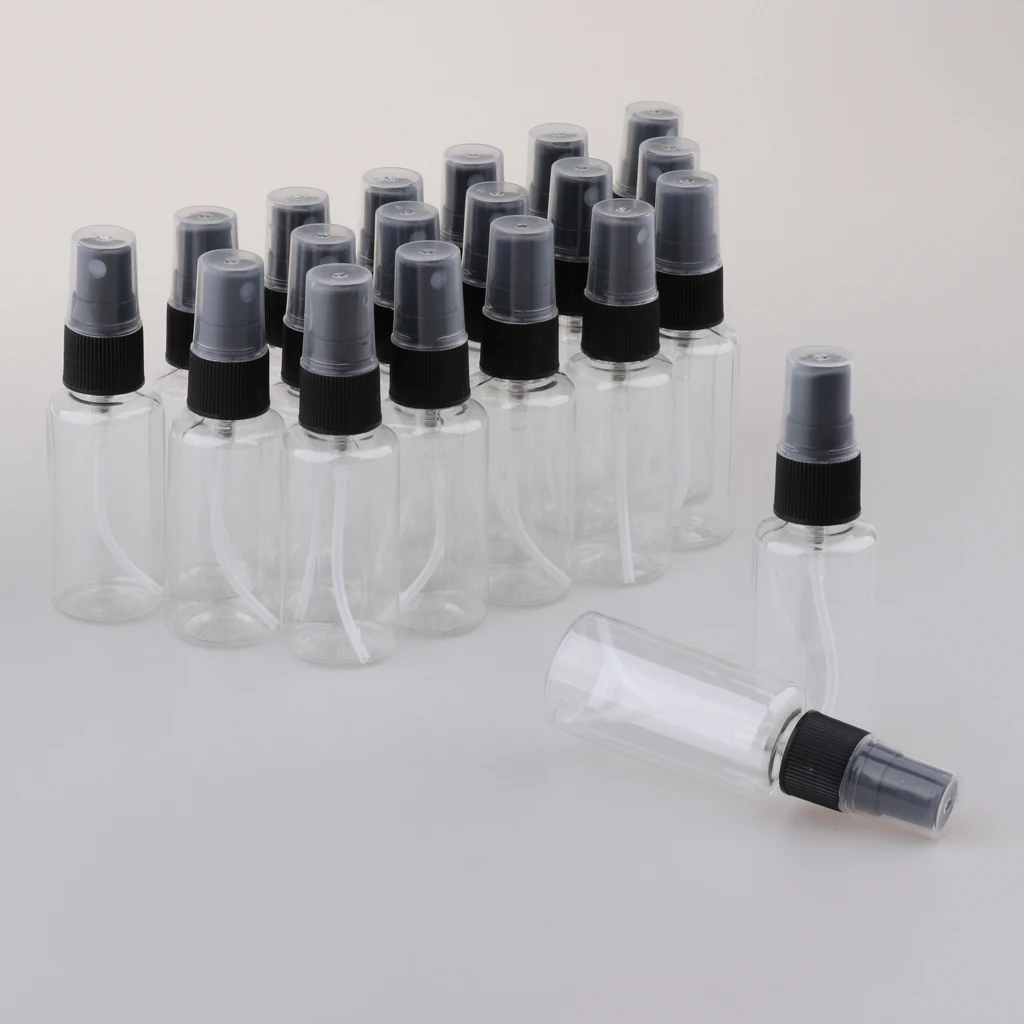 20 штук 30 мл прозрачные пластиковые бутылки с распылителем пустые колпачком для
