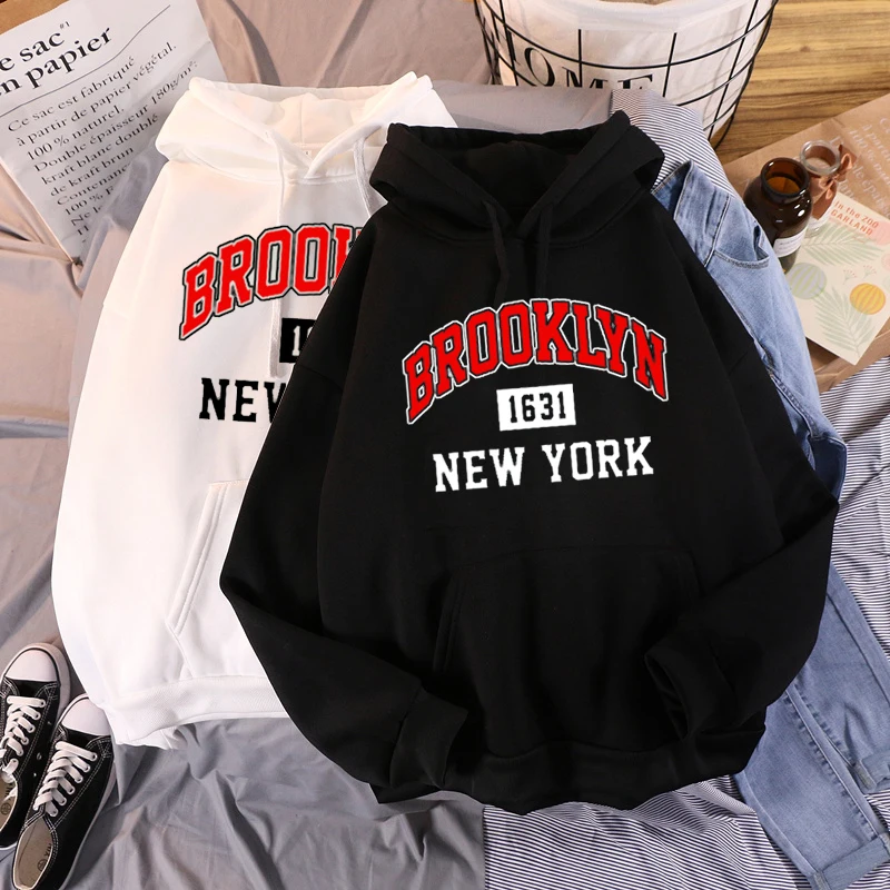 Новые толстовки зимняя толстовка женская с капюшоном и надписью Brooklyn женские из