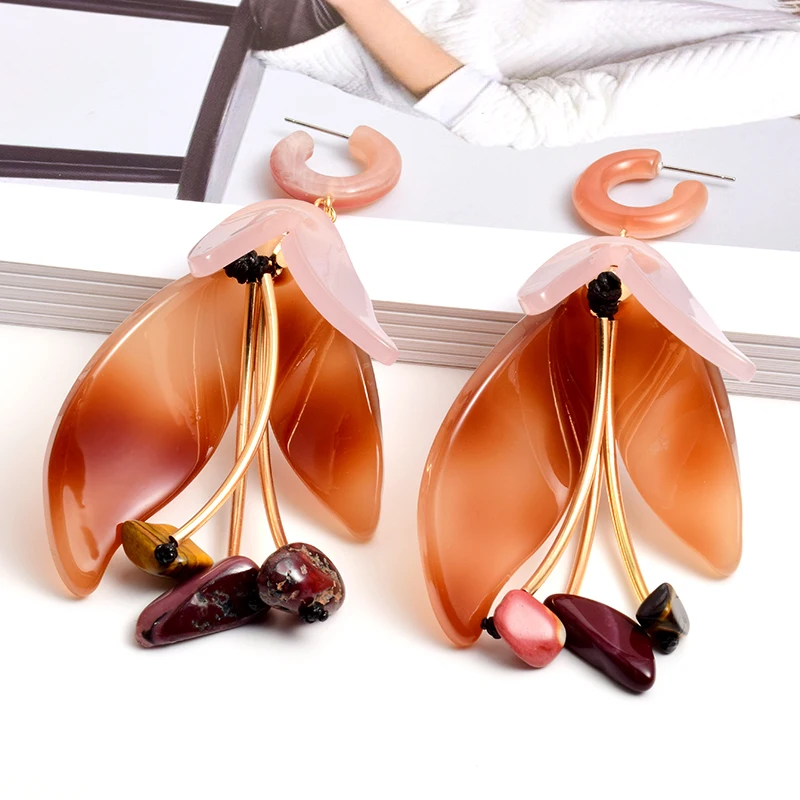 

New Arrive Statement Flower-Shaped Earring High-quality Colorful Acrylic Big Drop Earrings Fashion Jewelry Accessories For Women