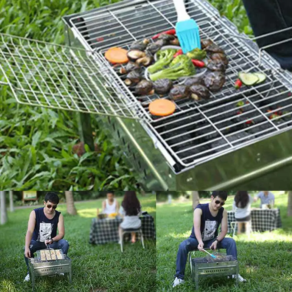 Iron Wire Barbecue Grilling Basket BBQ Net Wooden Handle Meat Fish Clip Holder Outdoor Picnic Tool | Tools