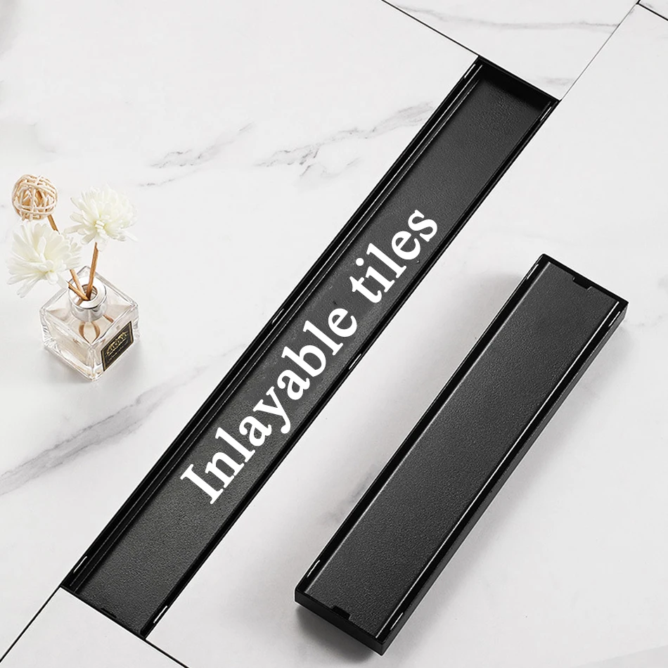 black floor drain 304 stainless steel invisible rectangle long linear drainage cover for bathroom shower kitchen floor drain free global shipping