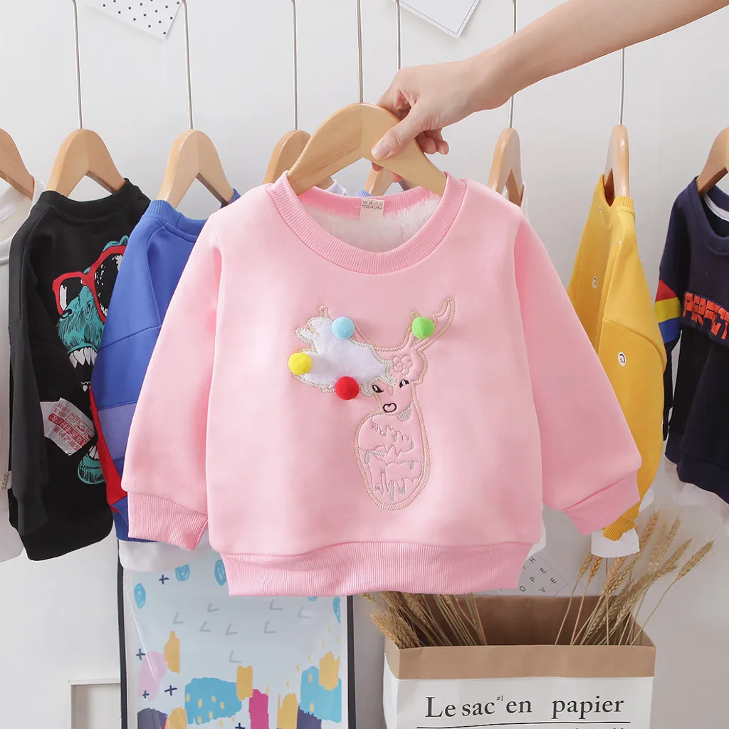 TELOTUNY/теплая флисовая толстовка с рождественским оленем для маленьких мальчиков