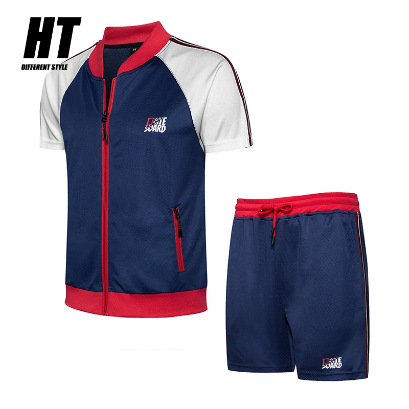 Спортивный костюм мужской на молнии Повседневная модная футболка и шорты