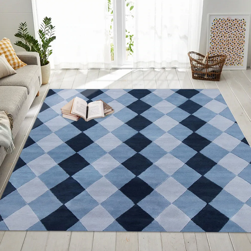 

Modern Fashion Geometric Printed Carpets Parlor Decor Bedside Area Rug Children Play Mat Soft Anti-slip Living Room Carpet
