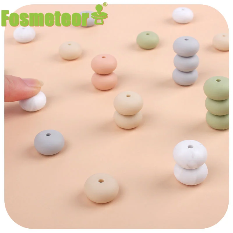

Fosmeteor 5pcs BPA Free 15MM Silicone Abacus Beads Teething Sensory Pacifier For DIY Infant Nursing Necklace Jewelry Gifts