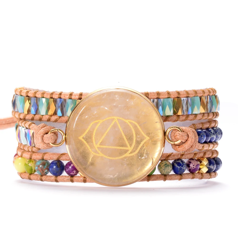 Браслеты с камнями I LOVE HEART of Seven Chakra женские браслеты бусинами и кристаллами