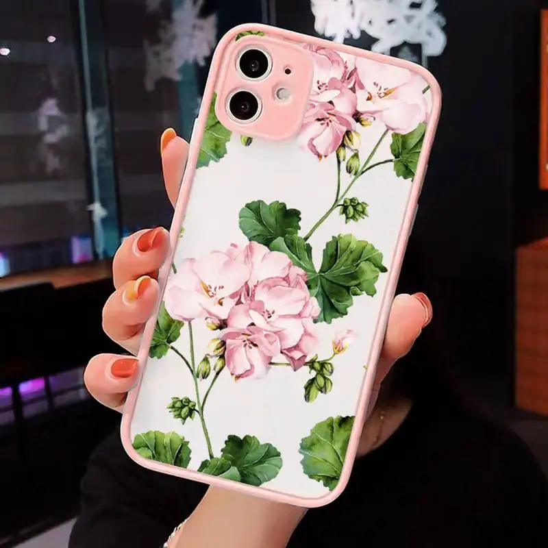 

Retro Flower art pattern luxury Phone Cases shell matte transparent For iphone 7 8 11 12 plus mini x xs xr pro max cover