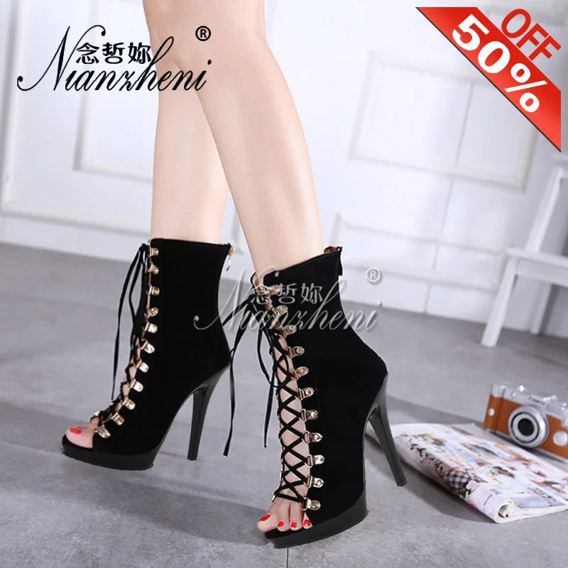 13cm Platform High Stripper Heeled Sexy Pole Dancing Shoes Super Big Size 5 Inches Ankle Women Boots Nightclub Fashion Models