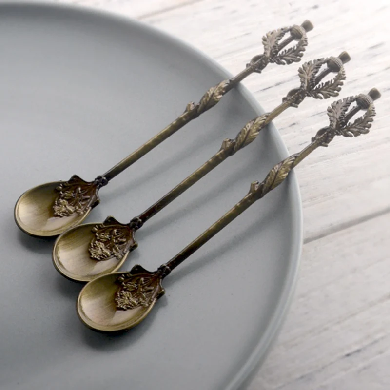 Винтажный Королевский стиль кокосовое дерево чайная кофейная ложка мороженое