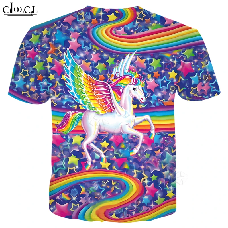 Цветная футболка с единорогом для мужчин и женщин 3D принтом мультяшных животных