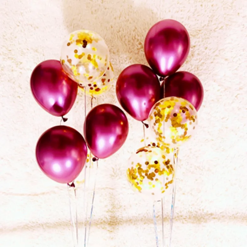 as picture 15pcs of 12" metal gold confetti balloons ink blue white balloon wedding party decoration kids children birthday party supplies - Цвет: as picture