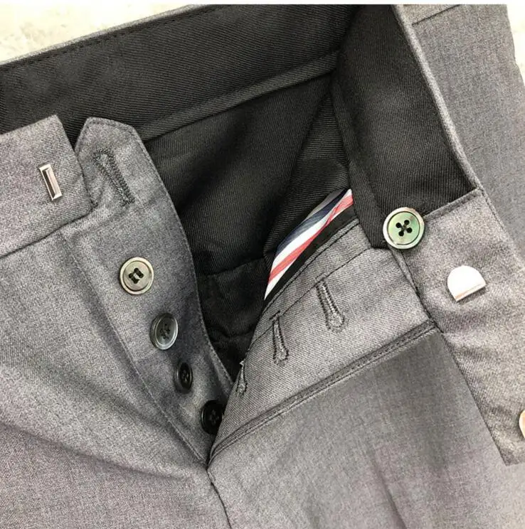 

2021 Fashion TB THOM Brand Cropped Pants Men Casual Wool Suit Pants Men's Business Black Spring Autumn Formal Trousers