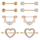 Пирсинг в виде сердца из хирургической стали, стержень для пирсинга сосков с кристаллами, набор для пирсинга, 14 г, кольцо в упаковке, очаровательный, Ювелирное Украшение для пирсинга соска