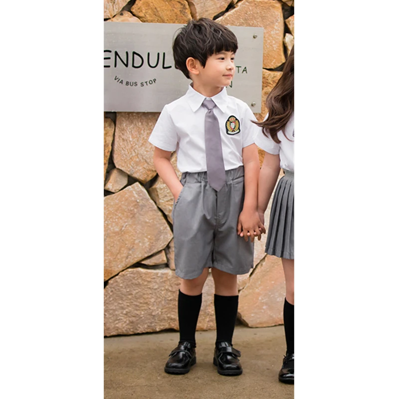 Boys Set Комплект летней одежды для студентов с короткими рукавами, детская форма JK, корейский костюм моряка, школьная форма в британском стиле, комплект из 2 предметов, галстук - Цвет: Boys Set