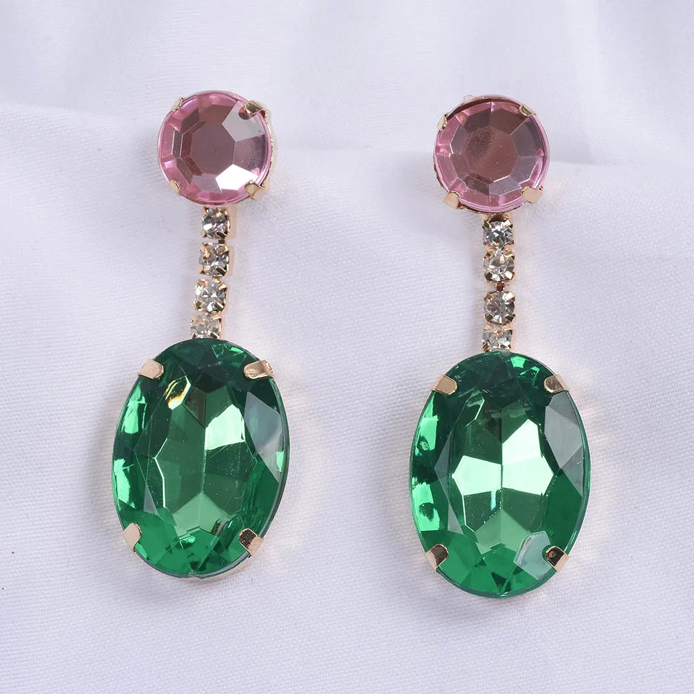 Корейские милые хрустальные висячие серьги Za для девочек синие со стразами