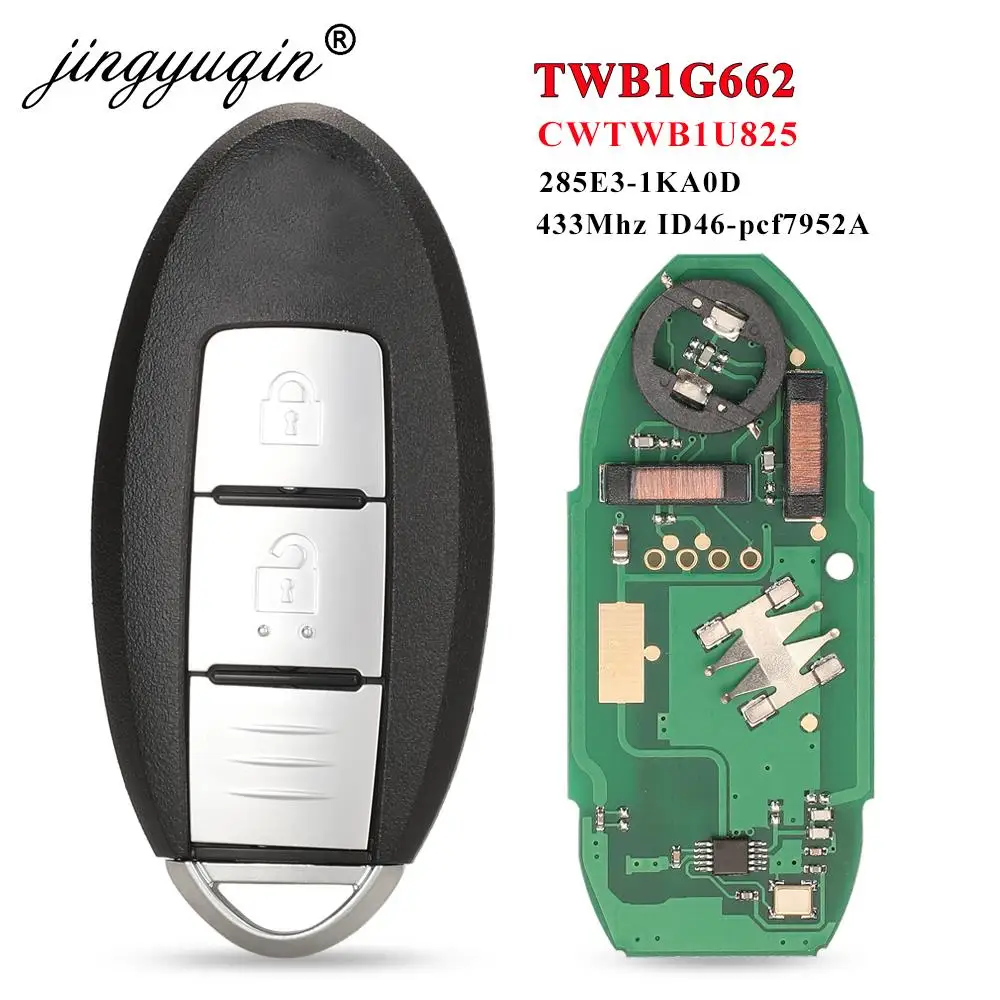jingyuqin TWB1G662 433Mhz ID46 Smart Remote Car Key for Nissan Micra Juke Sentra Patrol Note Navara Tiida Frontier CWTWB1U825