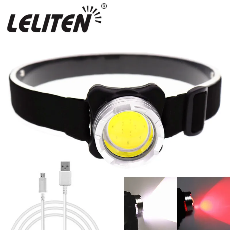 

Drop Shipping USB Rechargeable With built-in battery Headlamp Headlight flashlight COBRed / white Lighting Portable lantern