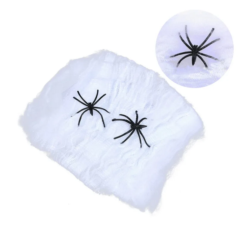 DIY Хэллоуин страшные вечерние реквизиты для сцены белая эластичная паутина паук